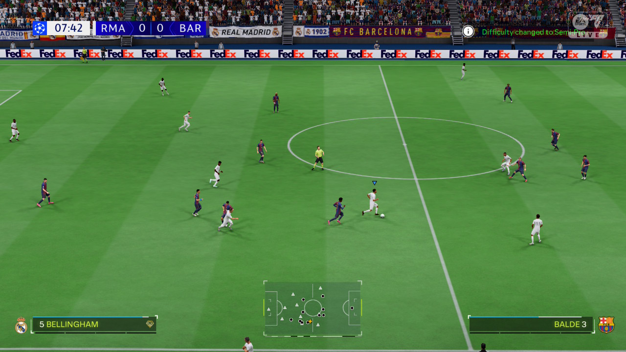 Changing the difficulty. On the pitch, you'd hardly know.