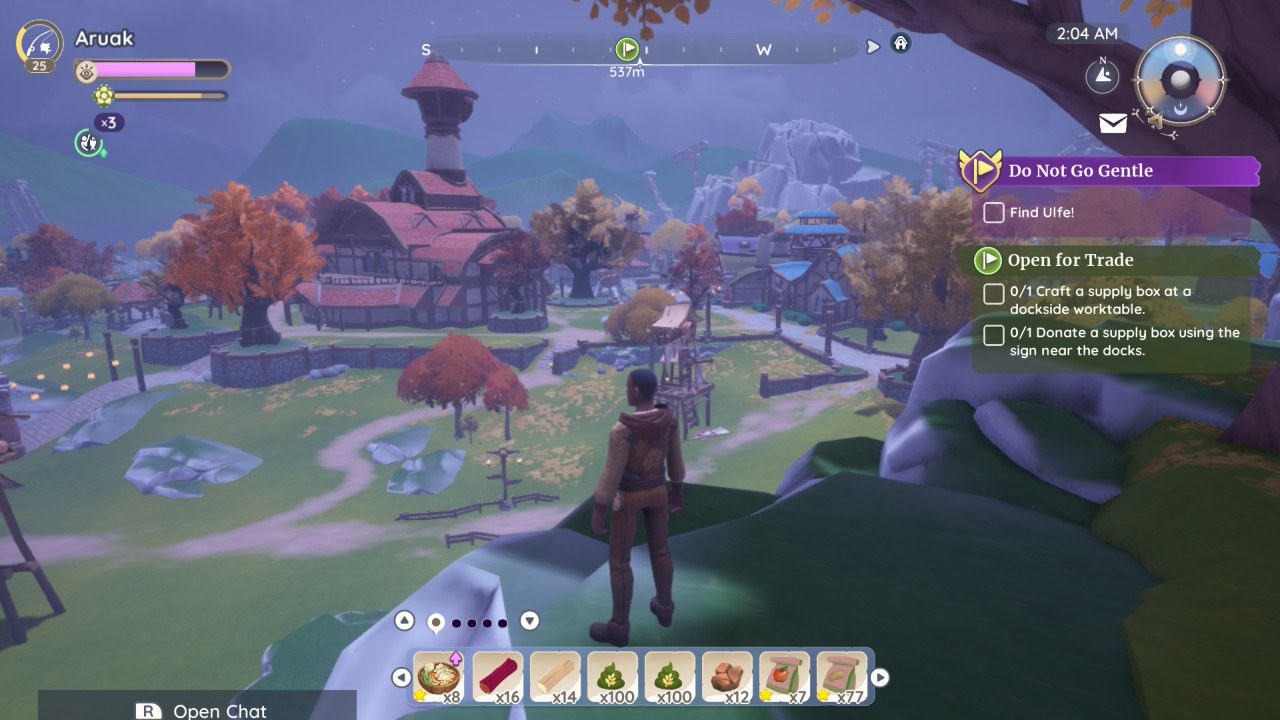 The view from a ledge above the village, late at night. Peak cosy.