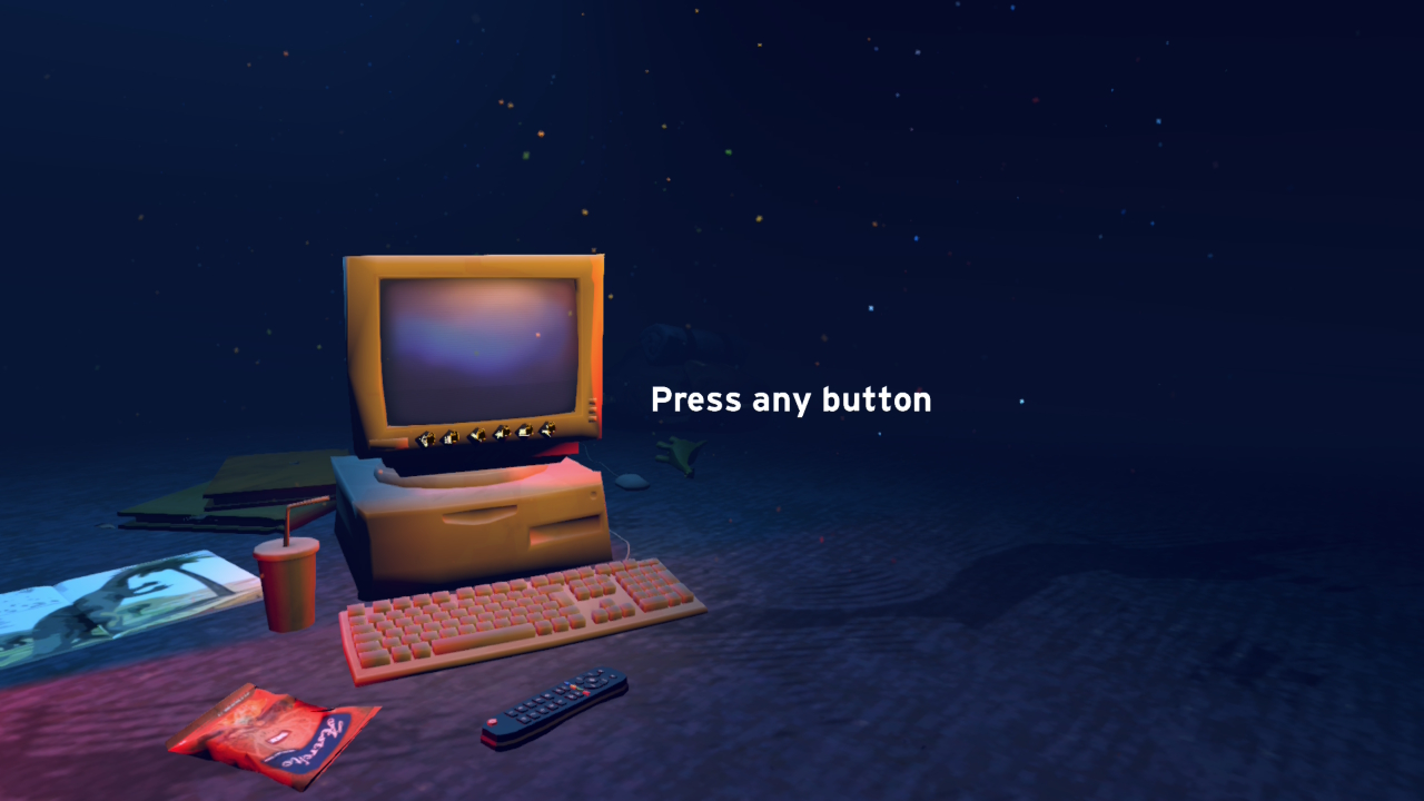 The start screen. Press any button and off you go. Seatbelts optional.
