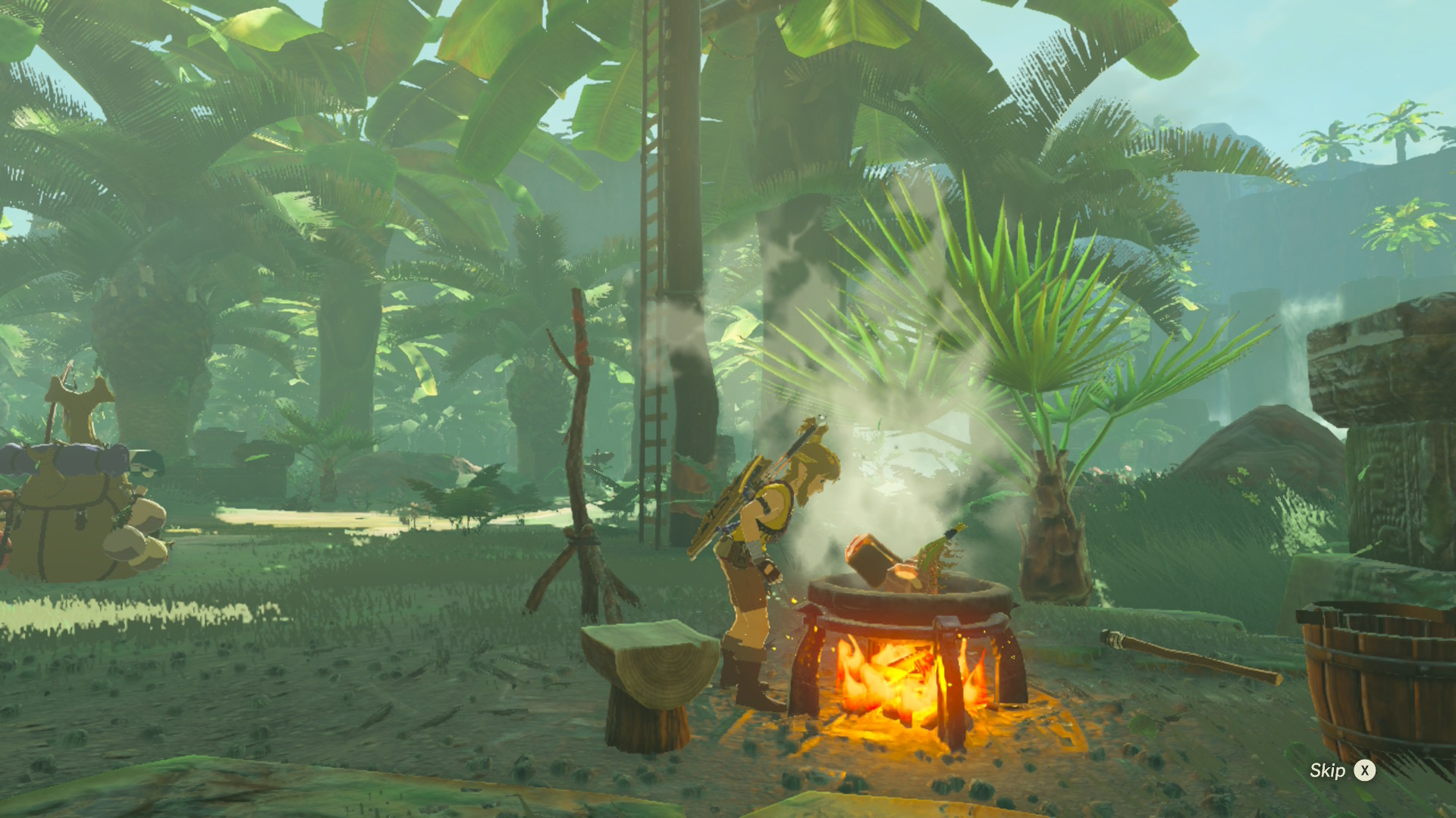 Cooking by a fire. This is my idea of a break, and also dinner.