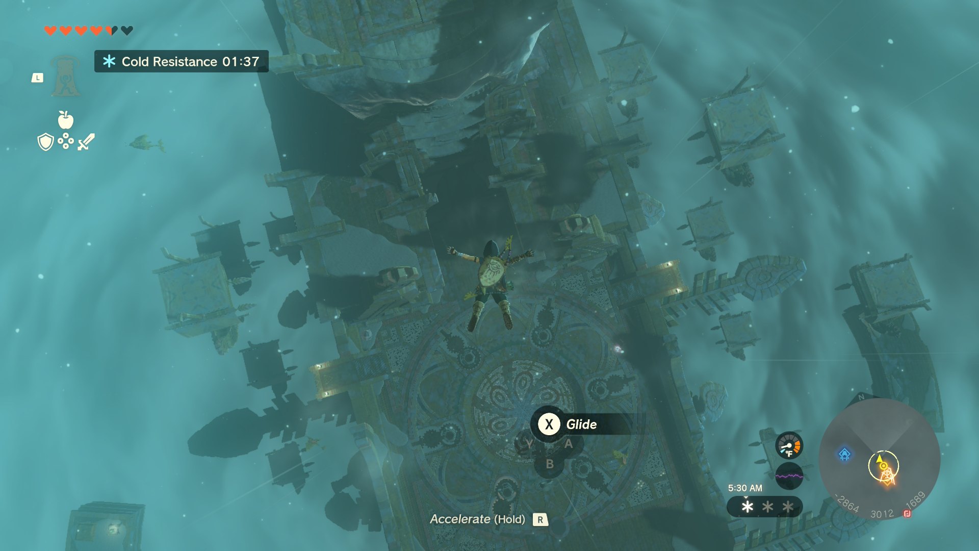 Free-falling over a very old, very strange structure. Falling is half the fun.
